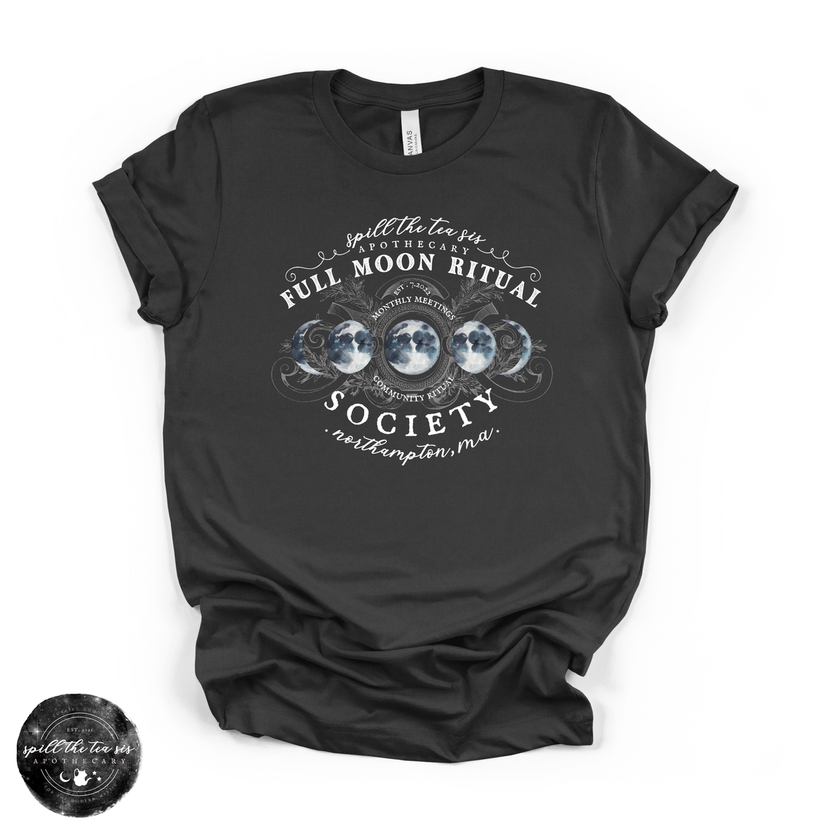 White Full Moon Ritual Tee | Celestial Graphic T-Shirt