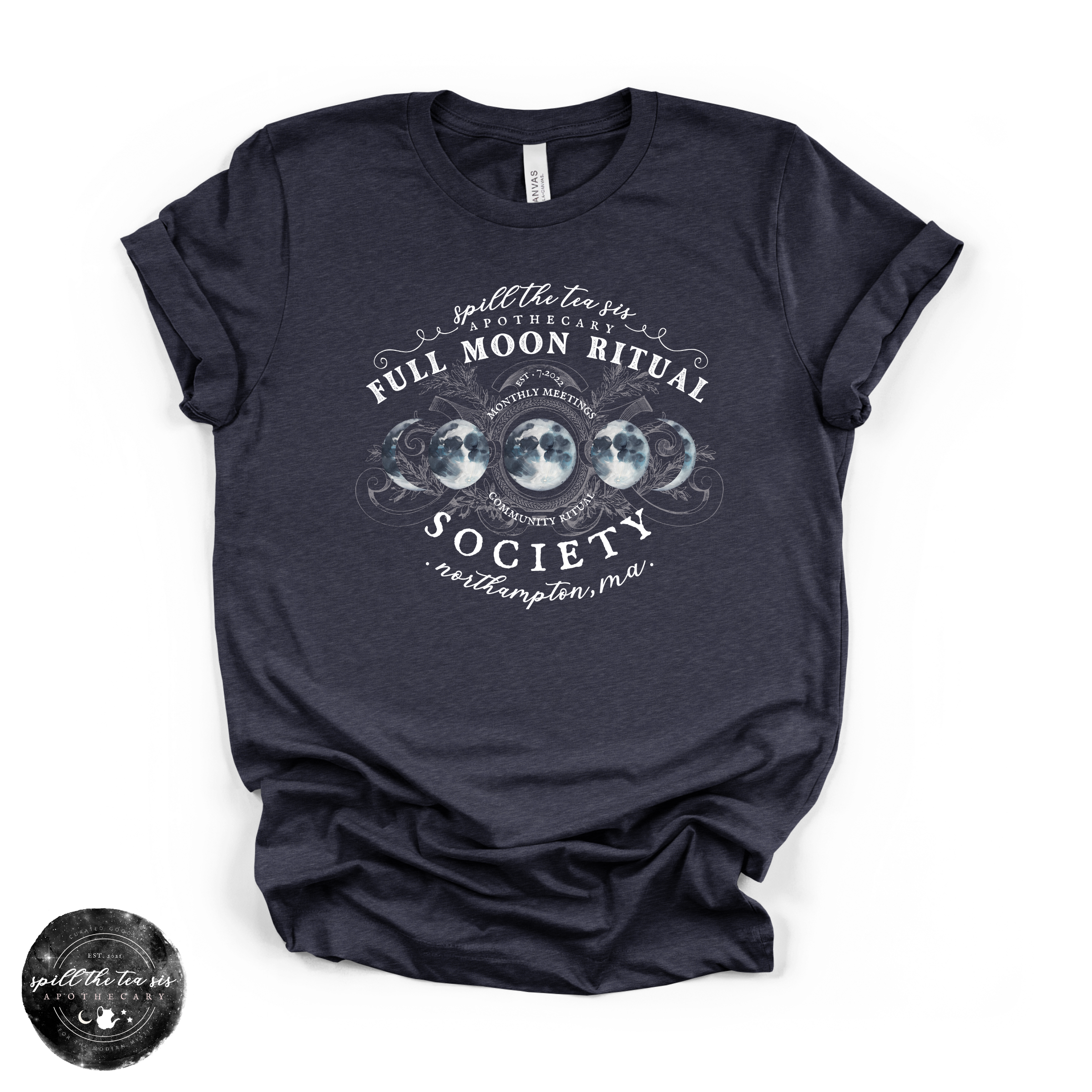White Full Moon Ritual Tee | Celestial Graphic T-Shirt